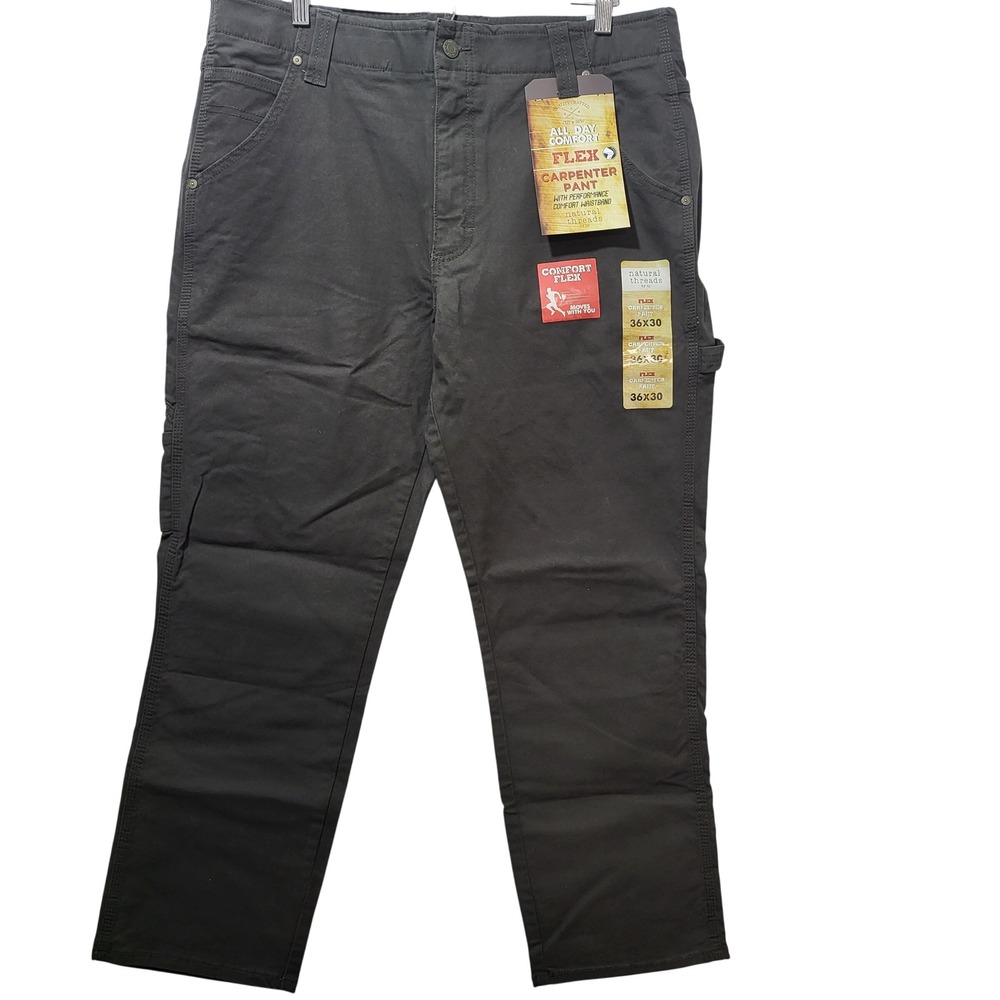 Natural‎ Threads Mens Carpenter Flex Pants 36x30 Charcoal Gray Workwear New